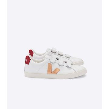 Zapatillas Veja 3-LOCK LEATHER Mujer White/Red | España 607RVD
